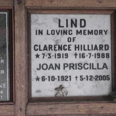 LIND Clarence Hilliard 1919-1988 &amp; Joan Priscilla 1921-2005