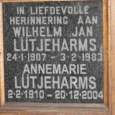 LUTJEHARMS Wilhelm Jan 1907-1983 &amp; Annemarie 1910-2004