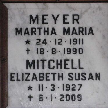 MEYER Martha Maria 1911-1990 :: MITCHELL Elizabeth Susan 1927-2009