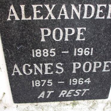 POPE Alexander 1885-1961 &amp; Agnes 1875-1964