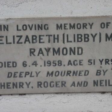 RAYMOND Elizabeth M. -1958