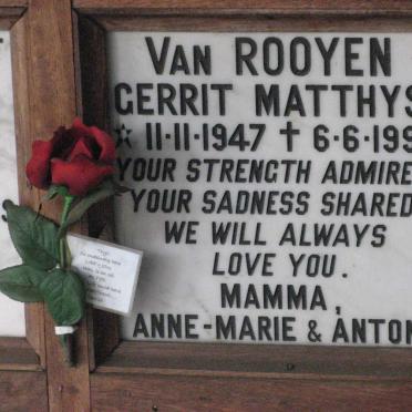 ROOYEN Gerrit Matthys, van 1947-1991