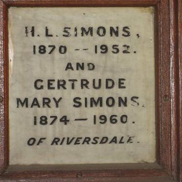SIMONS H.L. 1870-1952 &amp; Gertrude Mary 1874-1960