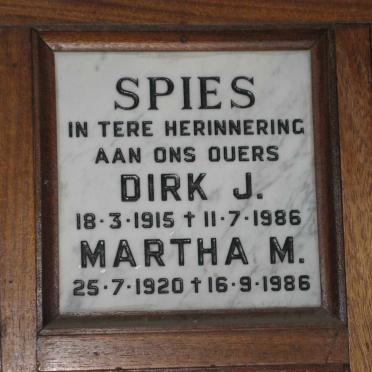 SPIES Dirk J. 1915-1986 &amp; Martha M. 1920-1986
