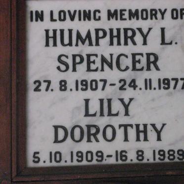 SPENCER Humphry L. 1907-1977 &amp; Lily Dorothy 1909-1989