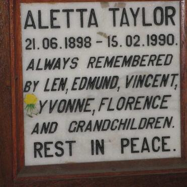TAYLOR Aletta 1898-1990