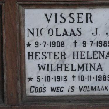 VISSER Nicolaas J.J. 1908-1985 &amp; Hester Helena Wilhelmina 1913-1989