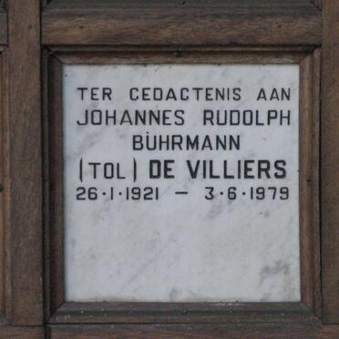 VILLIERS Johannes Rudolph Buhrmann, de 1921-1979