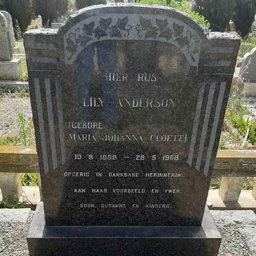 ANDERSON Maria Johanna nee CLOETE 1888-1968