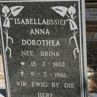 ADLER Isabella Anna Dorothea nee BRINK 1903-1986