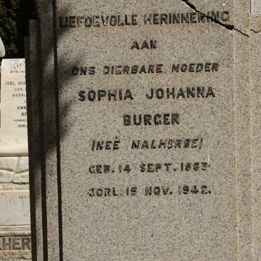 BURGER Sophia Johanna MALHERBE 1863-1942