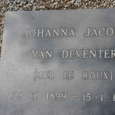 DEVENTER Johanna Jacoba, van nee LE ROUX 1899-1984