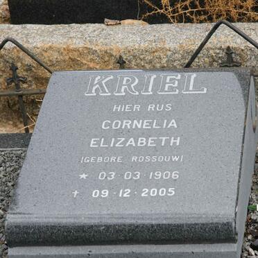 KRIEL Cornelia Elizabeth nee ROSSOUW 1906-2005