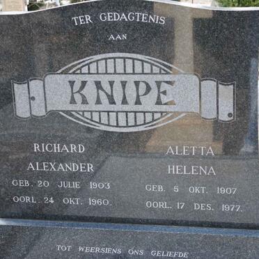 KNIPE Richard Alexander 1903-1960 &amp; Aletta Helena 1907-1977