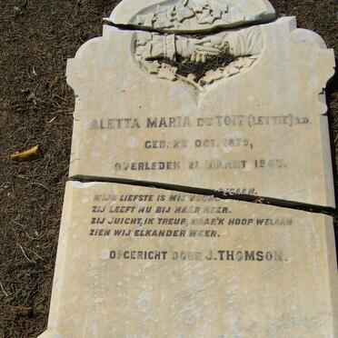 TOIT Aletta Maria, du 1879-1903