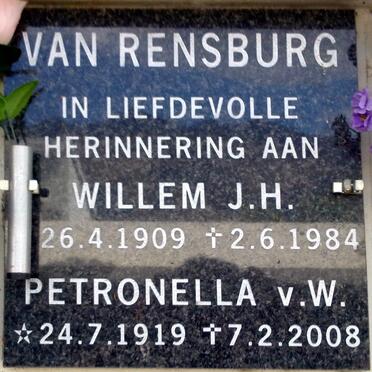 RENSBURG Willem J.H., van 1909-1984 &amp; Petronella v.W. 1919-2008