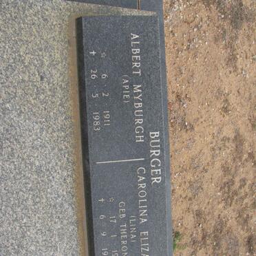 BURGER Albert Myburgh 1911-1983 &amp; Carolina Elizabeth THERON 1915-1996