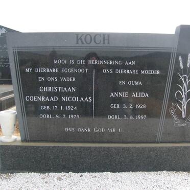 KOCH Christiaan Coenraad Nicolaas 1924-1975 &amp; Annie Alida 1928-1997
