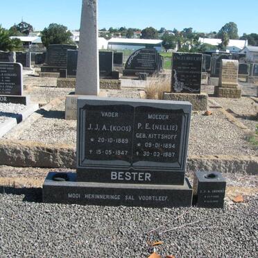 BESTER Jacobus Johannes Andries 1889-1947 &amp; P.E. KITSHOFF 1894-1987 :: BESTER J.J.A. 1920-1995