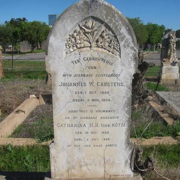 CARSTENS Johannes W. 1880-1924 &amp; Catharina H.H. KOTZE 1880-1965