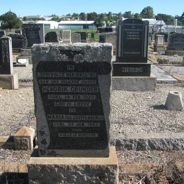 GRUNDER Hendrik -1920 &amp; Maria GRYFFENBERGH -1943