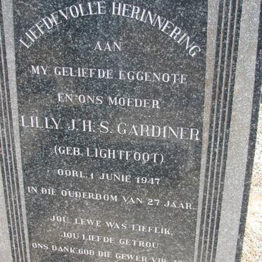 GARDINER Lilly J.H.S nee LIGHTFOOT -1947