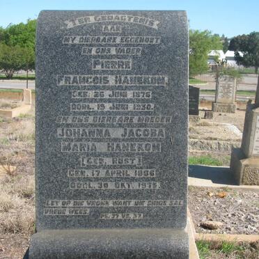 HANEKOM Pierre Francois 1876-1930 &amp; Johanna Jacoba Maria RUST 1886-1975