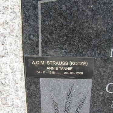 KOTZE Gerhardus J.W.D. 1889-1961 &amp; Aletta G. 1897-1989 :: STRAUSS A.C.M. nee KOTZE 1916-2008