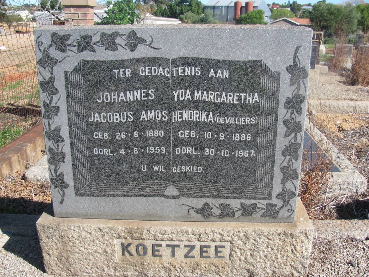 KOETZEE Johannes Jacobus Amos 1880-1959 &amp; Yda Margaretha Hendrika DE VILLIERS 1886-1967