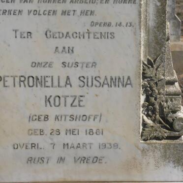 KOTZE Hermanus Christoffel 1867-1917 &amp; Petronella Susanna KITSHOFF 1881-1939