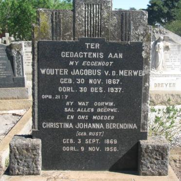 MERWE Wouter Jacobus, v.d. 1867-1937 &amp; Christina Johanna Berendina RUST 1869-1956