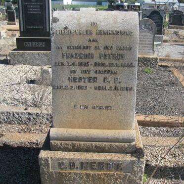 MERWE Francois Petrus, v.d 1875-1948 &amp; Hester C.P 1883-1960