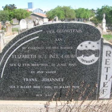 RETIEF Frans Johannes 1888-1978 &amp; Elizabeth H.J. LOUW 1884-1956