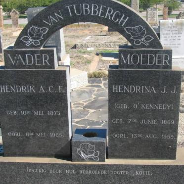 TUBBERGH Hendrik A.C.F, van 1873-1965 &amp; Hendrina J.J. O'KENNEDY 1869-1959