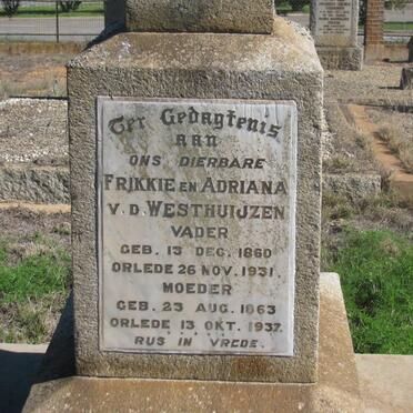 WESTHUIJZEN Frikkie, v.d 1860-1931 &amp; Adriana 1863-1937