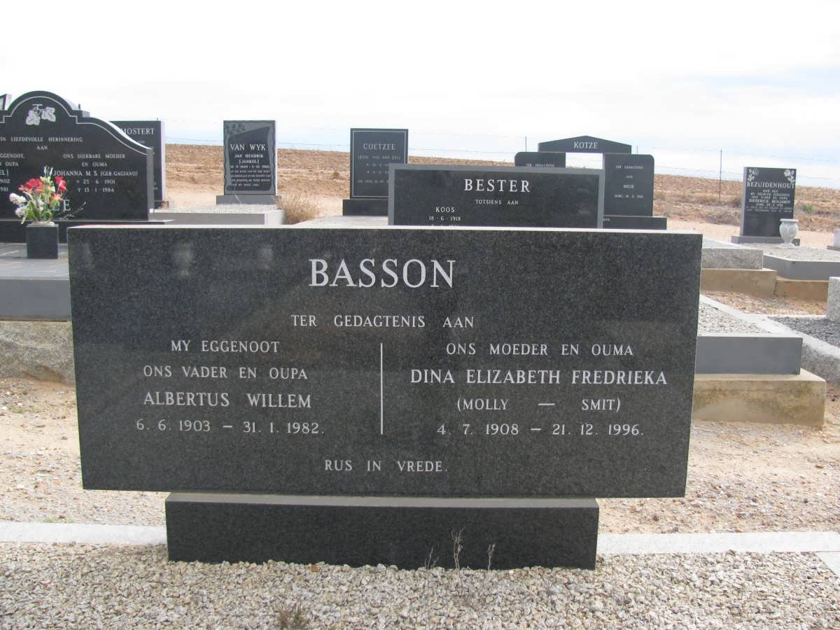 BASSON Albertus Willem 1903-1982 &amp; Dina Elizabeth Fredrieka SMIT 1908-1996