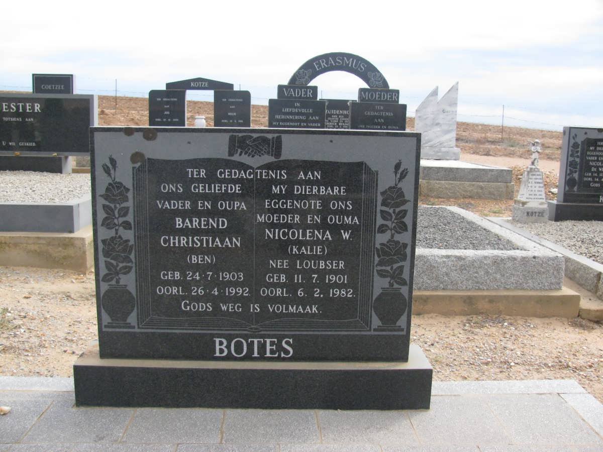 BOTES Barend Christiaan 1903-1992 &amp; Nicolena W. LOUBSER 1901-1982