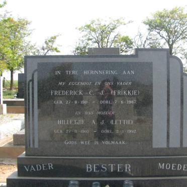 BESTER Frederick C.J. 1911-1967 &amp; Hilletjie A.J. 1910-1992