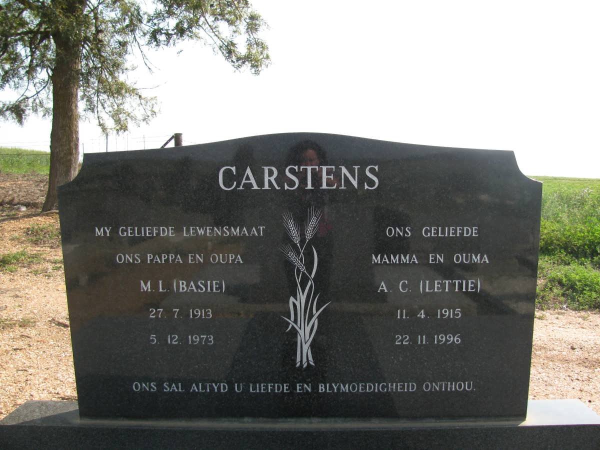 CARSTENS M.L. 1913-1973 &amp; A.C. 1915-1996