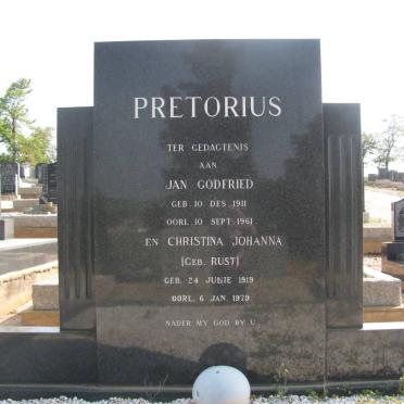 PRETORIUS Jan Godfried 1911-1961 &amp; Christina Johanna RUST 1919-1979