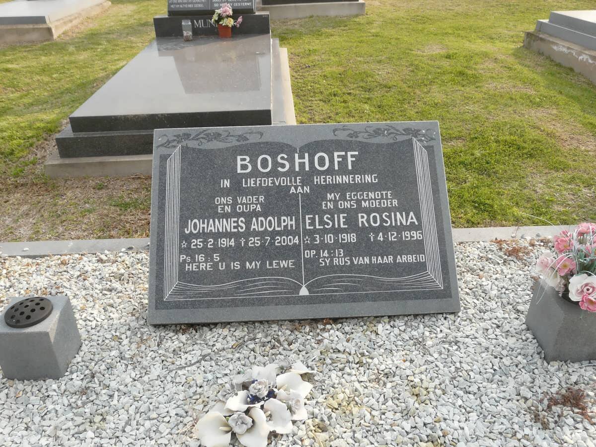 BOSHOFF Johannes Adolph 1914-2004 &amp; Elsie Rosina 1918-1996
