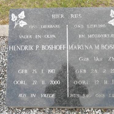 BOSHOFF Hendrik P. 1917-2000 &amp; Maryna M. VAN ZYL 1920-1962