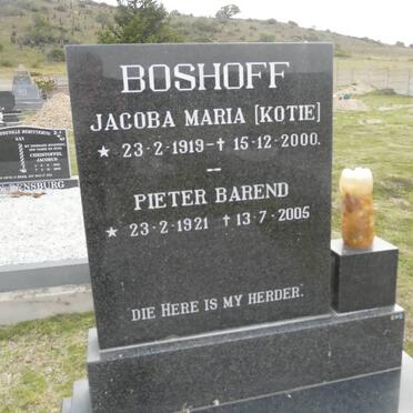 BOSHOFF Pieter Barend 1921-2005 &amp; Jacoba Maria 1919-2000