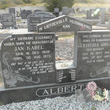 ALBERTS Jan Karel 1908-1975 &amp; Gertruida Abigael BOSHOFF 1914-1989