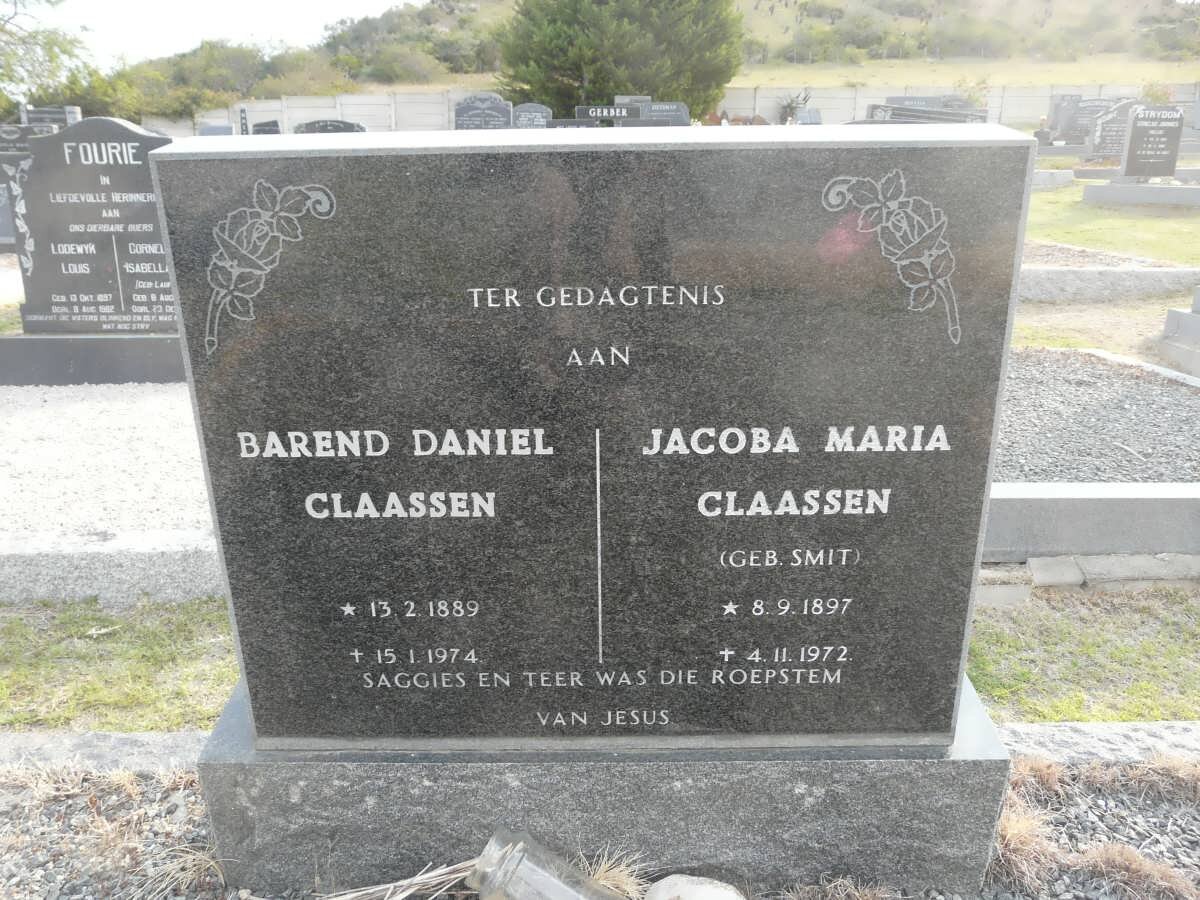 CLAASSEN Barend Daniel 1889-1974 &amp; Jacoba Maria SMIT 1897-1972