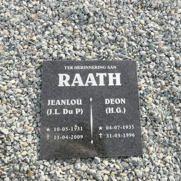 RAATH H.G. 1935-1996 &amp; J.L. du P. 1931-2009