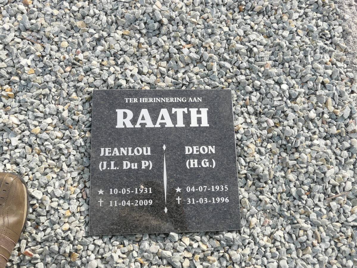 RAATH H.G. 1935-1996 &amp; J.L. du P. 1931-2009