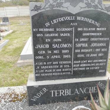 TERBLANCHE Jakob Salomon 1885-1965 &amp; Sophia Johanna BOSHOFF 1890-1971