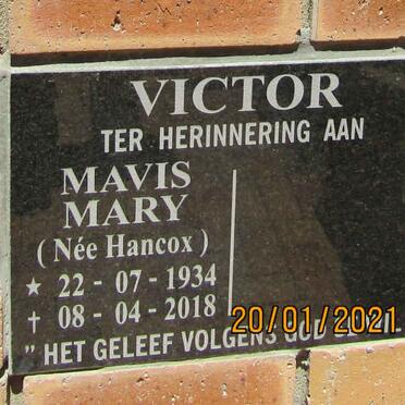 VICTOR Mavis Mary nee HANCOX 1934-2018