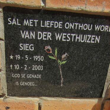 WESTHUIZEN Sieg, van der 1950-2003